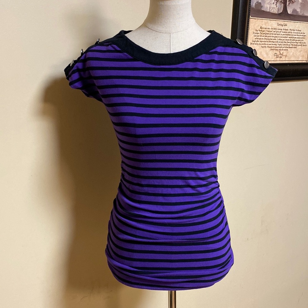MAX love Striped Short Sleeve Top